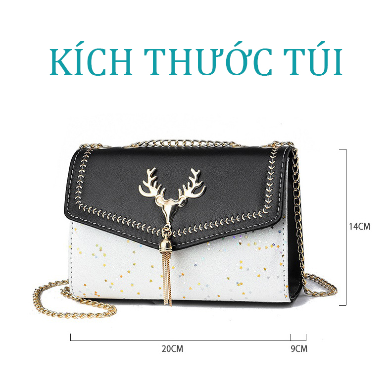 Túi Đeo Chéo Nữ Sừng Tuần Lộc Màu Đen