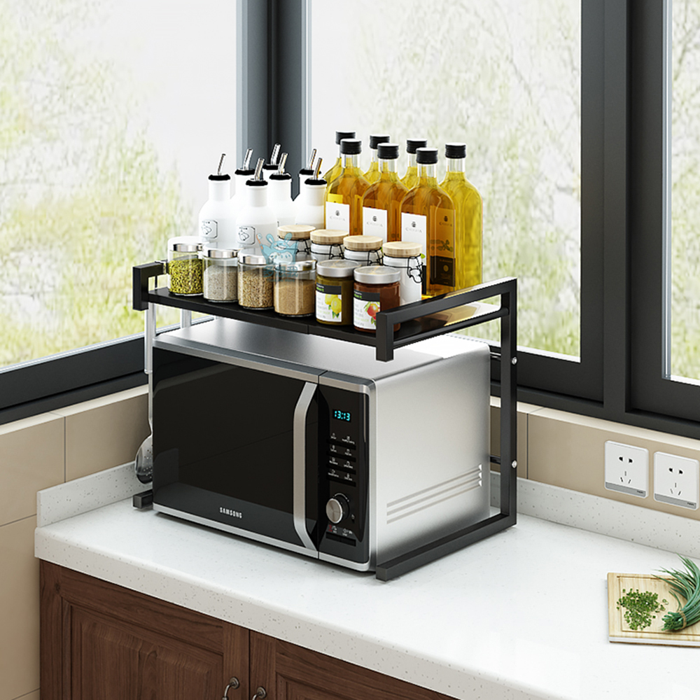 GIÁ KỆ 2 TẦNG ĐỂ LÒ VI SÓNG, LÒ NƯỚNG, NỒI CƠM ĐIỆN, ĐỒ DÙNG NHÀ BẾP, GIA VỊ ĐA NĂNG BẰNG SẮT SƠN TĨNH ĐIỆN CHỐNG HAN GỈ, THIẾT KẾ LẮP GHÉP DỄ DÀNG CHO NGƯỜI DÙNG