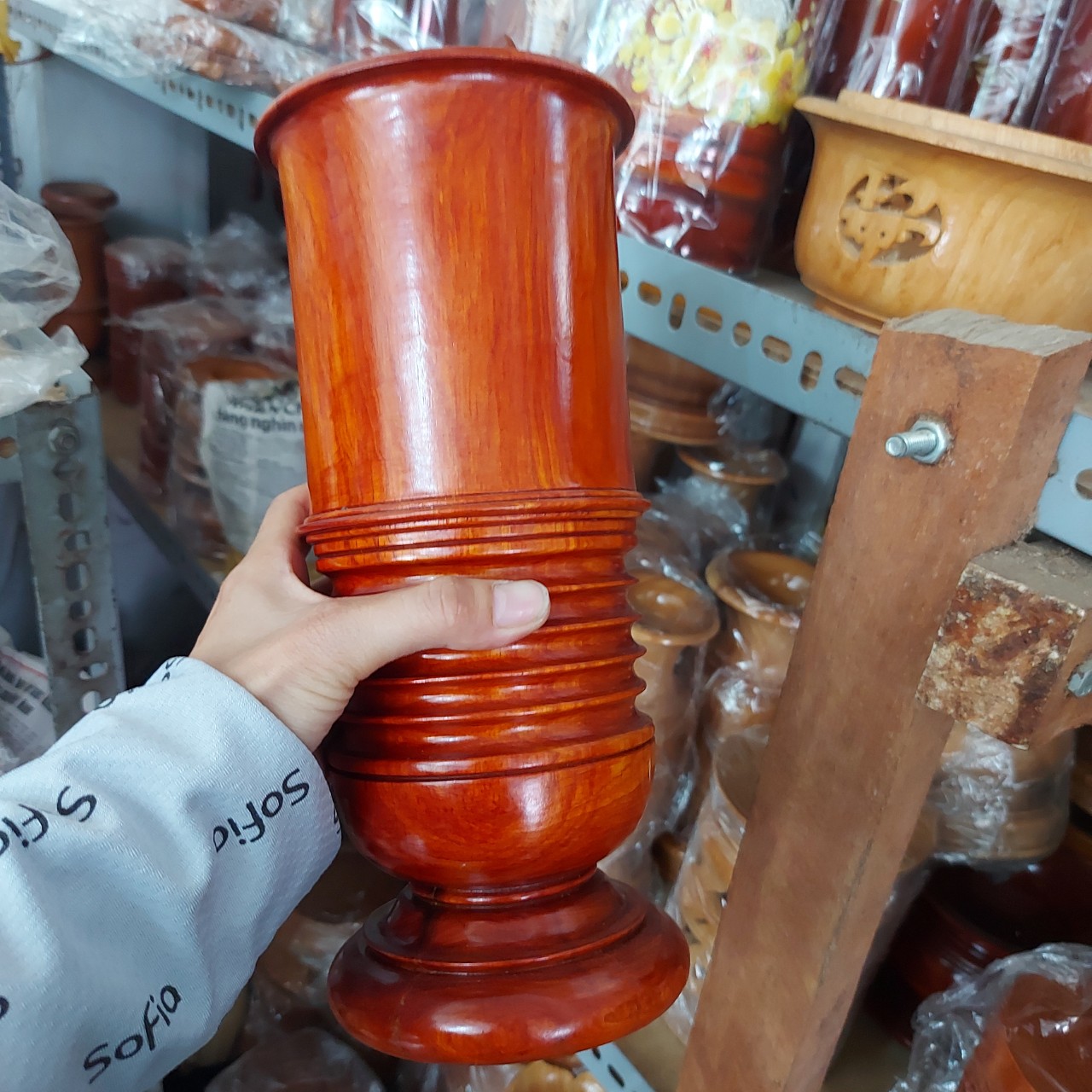 Ống Đựng Nhang gỗ hương nguyên khối loại lớn cao 28cm