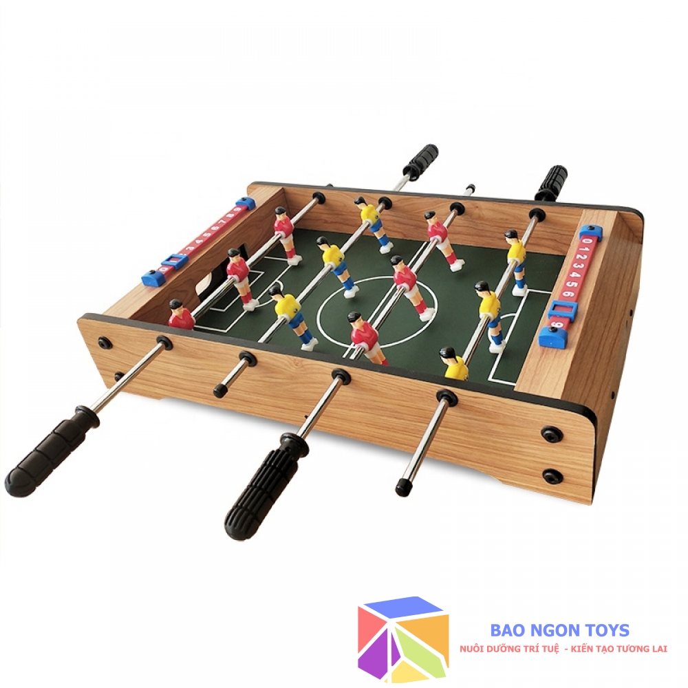 ĐỒ CHƠI BÀN BI LẮC BÓNG ĐÁ TABLE TOP FOOTBALL, BÀN ĐÁ BANH BẰNG GỖ 4 TAY CẦM CÓ CHÂN CHO BÉ