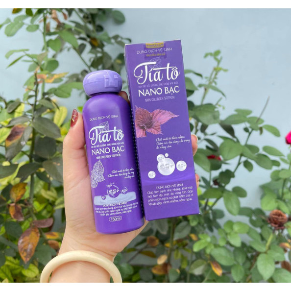 Chai dung dịch vệ sinh phụ nữ tía tô Nano bạc hà , 15oml làm sạch , kháng khuẩn chiết xuất từ thiên nhiên