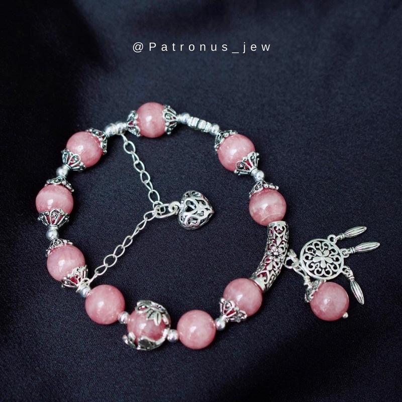 Vòng Tay Đào Hoa Phối Charm Bạc 925 VTDHCB92522A Patronus