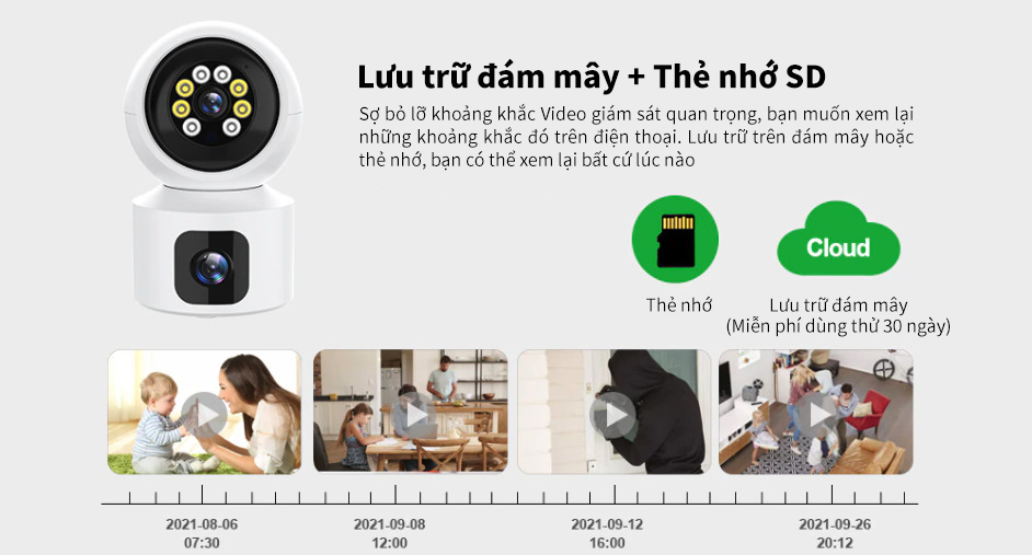 Camera Wifi IPC360 Home PC203, ống kính kép 1080P , màn hình đôi