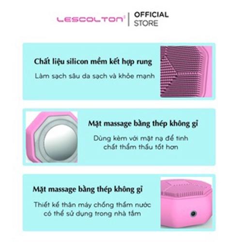 Máy rửa mặt cầm tay mini Lescolton thế hệ mới 4 chức năng đẩy tinh chất, massage, nâng cơ, rửa mặt