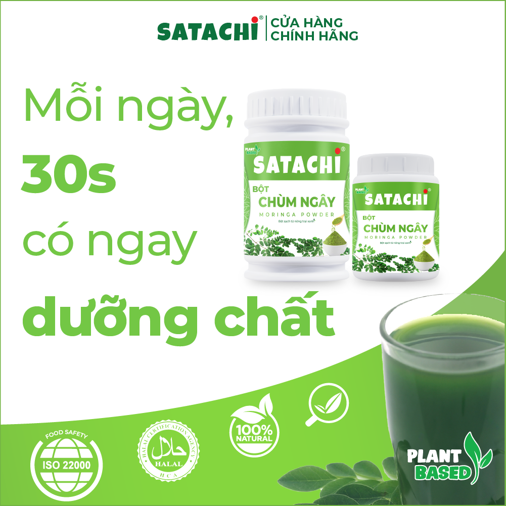 Bột Chùm Ngây SATACHI nguyên chất. Tăng cường Trí Não, bảo vệ Tim Gan, phòng ngừa bệnh Xương Khớp. Hộp 86g và 258g