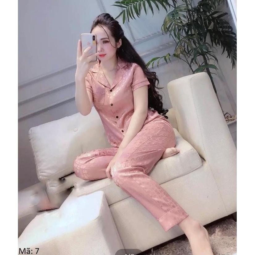 Bộ Pyjama Lụa tay cộc quần dài - Lụa Satin-mẹ bầu mặc sau sinh tiện lợi