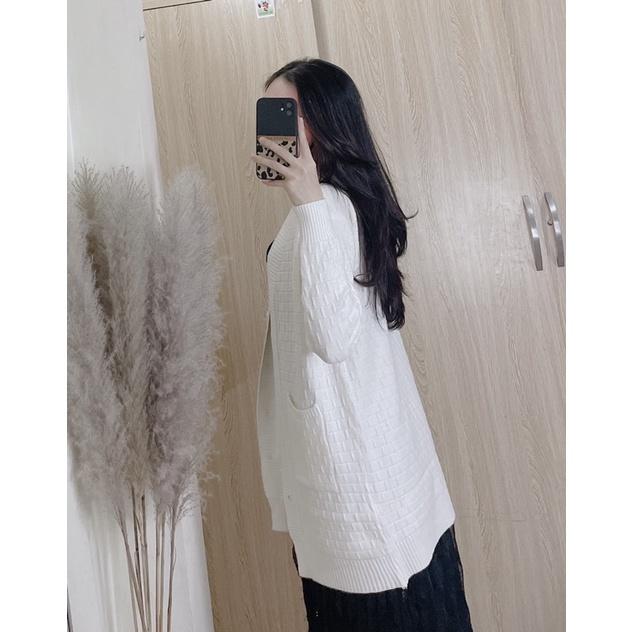 (Ảng Thật) Áo Khoác Cardigan Len Dài Tay Dễ Thương, Áo Len Dài Tay Dáng Dài