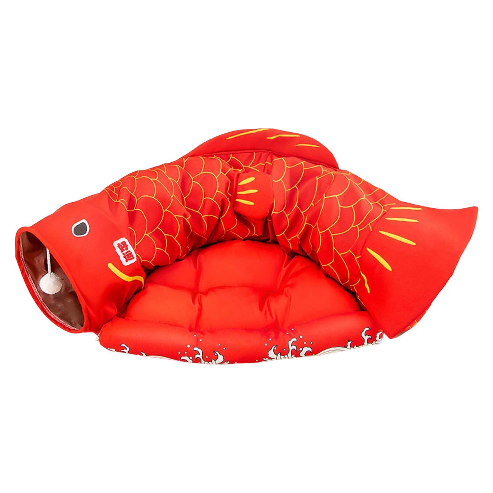 Cat Tunnel Pet Washable Cushion Mat Interactive Toy for Mice Guinea Red