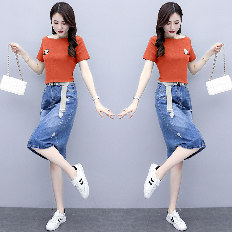Chân váy jean chữ A form dài Quảng Châu cho nữ CV091