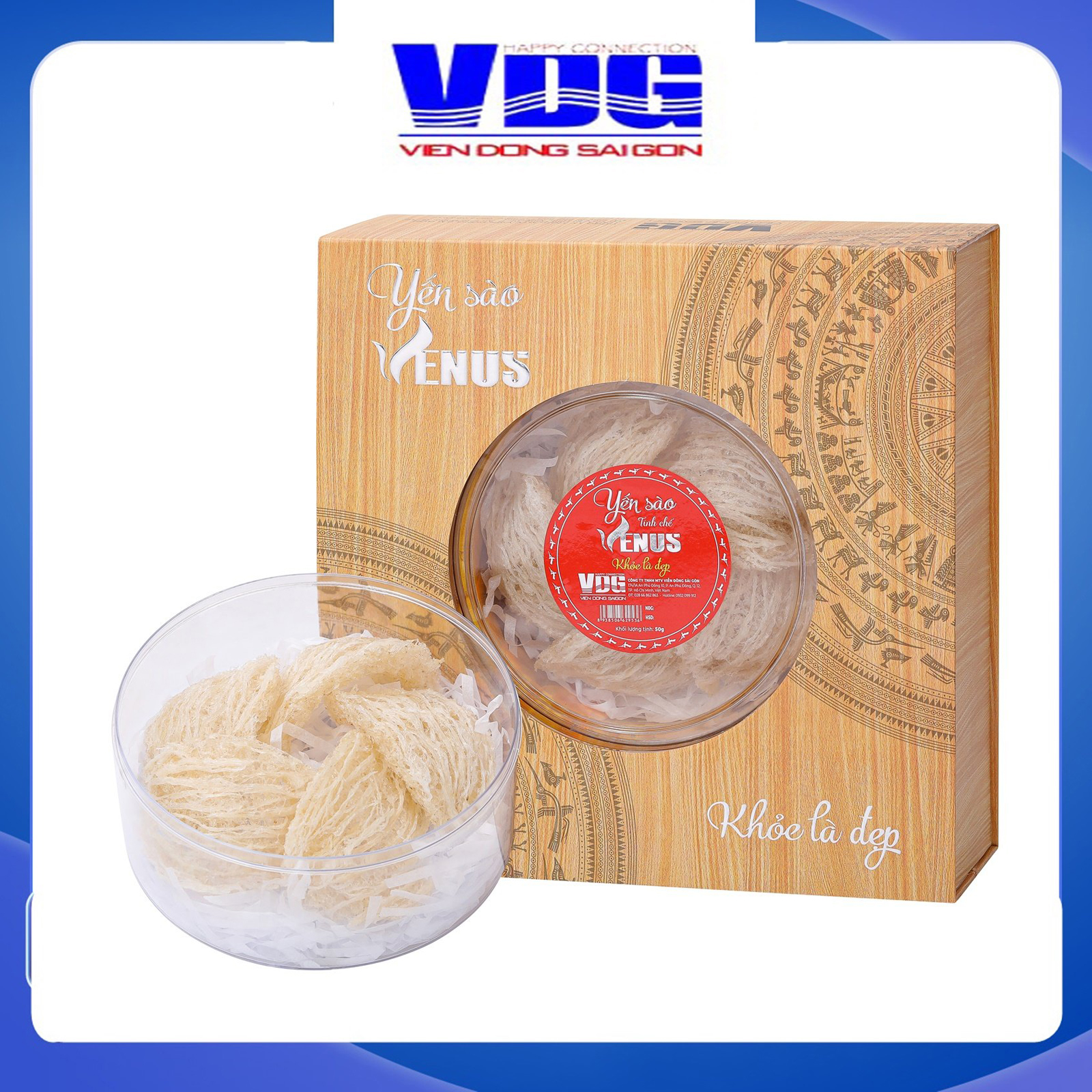 Yến sào tinh chế Venus (tổ yến sạch lông) - Tặng kèm đông trùng hạ thảo, đường phèn, táo đỏ - Quà tặng cao cấp