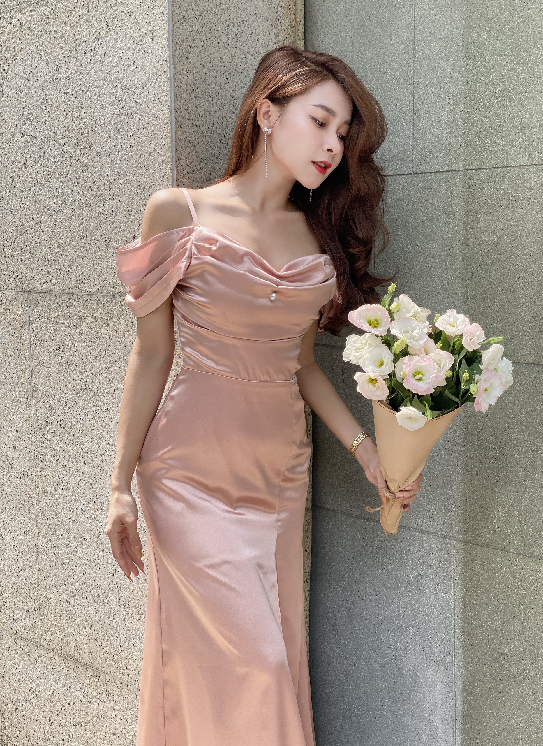 Santori Dress | Đầm lụa maxi dự tiệc trễ vai Story.clothes thời trang nữ