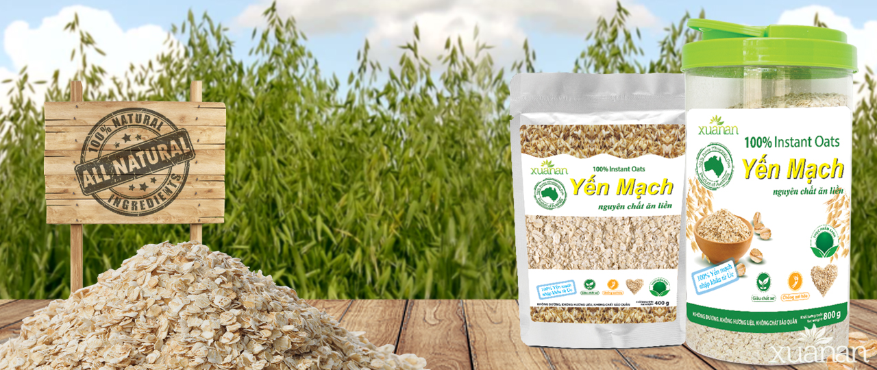 Yến Mạch Nguyên Chất Ăn Liền Xuân An [ko đường] Hộp 400G(Tặng Kèm 1 Túi Yến Mạch 150G)