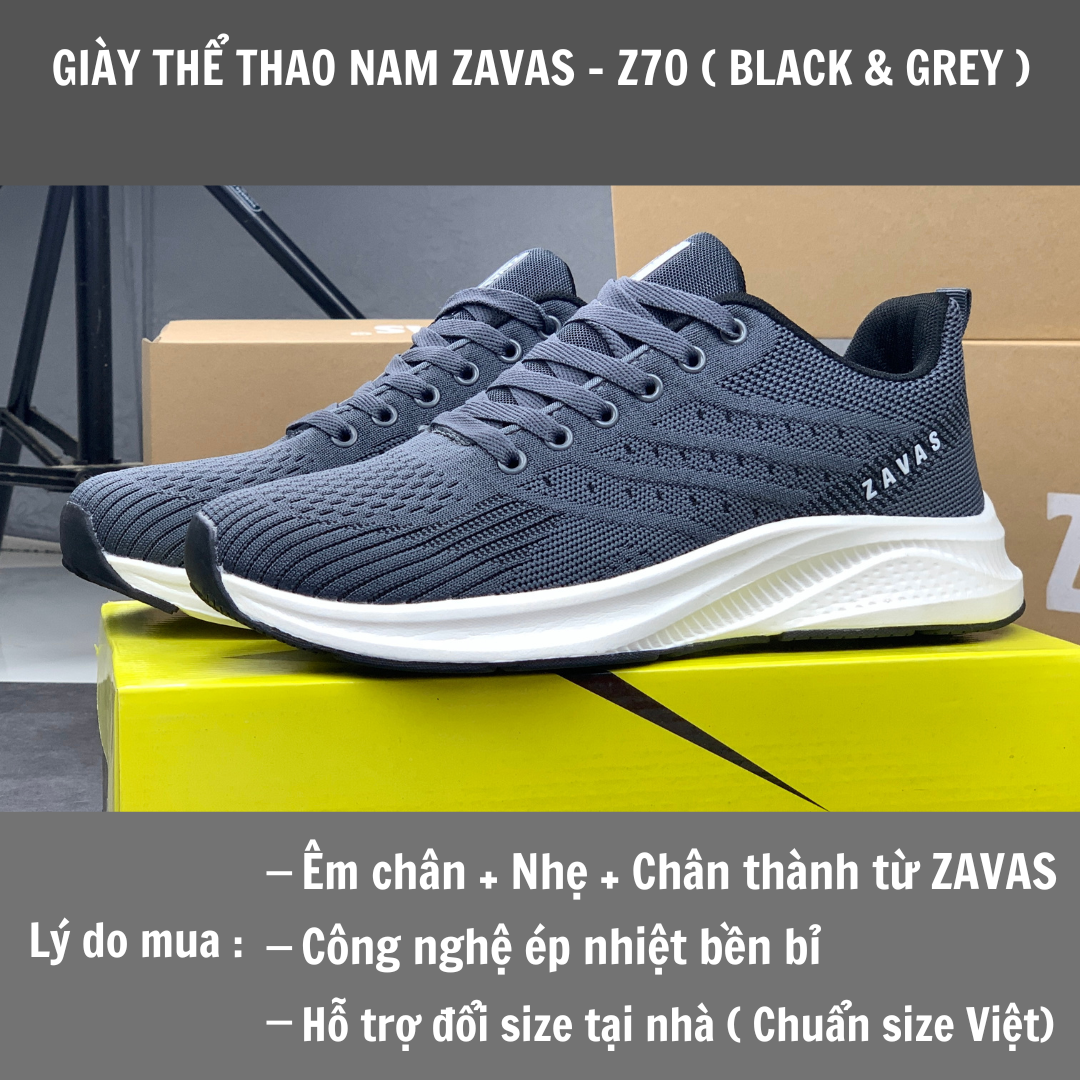 Hình ảnh Giày thể thao nam ZAVAS phong cách sneaker êm nhẹ, công nghệ ép nhiệt lưới flynit thoáng khí - Z70