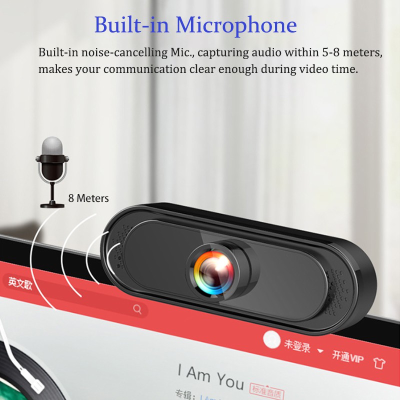 Webcam máy tính Mitsunal FullHD 1080P/720P QUAY CHỮ CỰC NÉT - Thu hình cho máy tính để bàn, Laptop, TV, Rõ nét, Chân thực, Tích hợp MIC thu âm chống ồn, live stream, Streamer, quay video, ghi âm,Vlog, Chơi game, trò chuyện qua Zoom - Hàng chính hãng