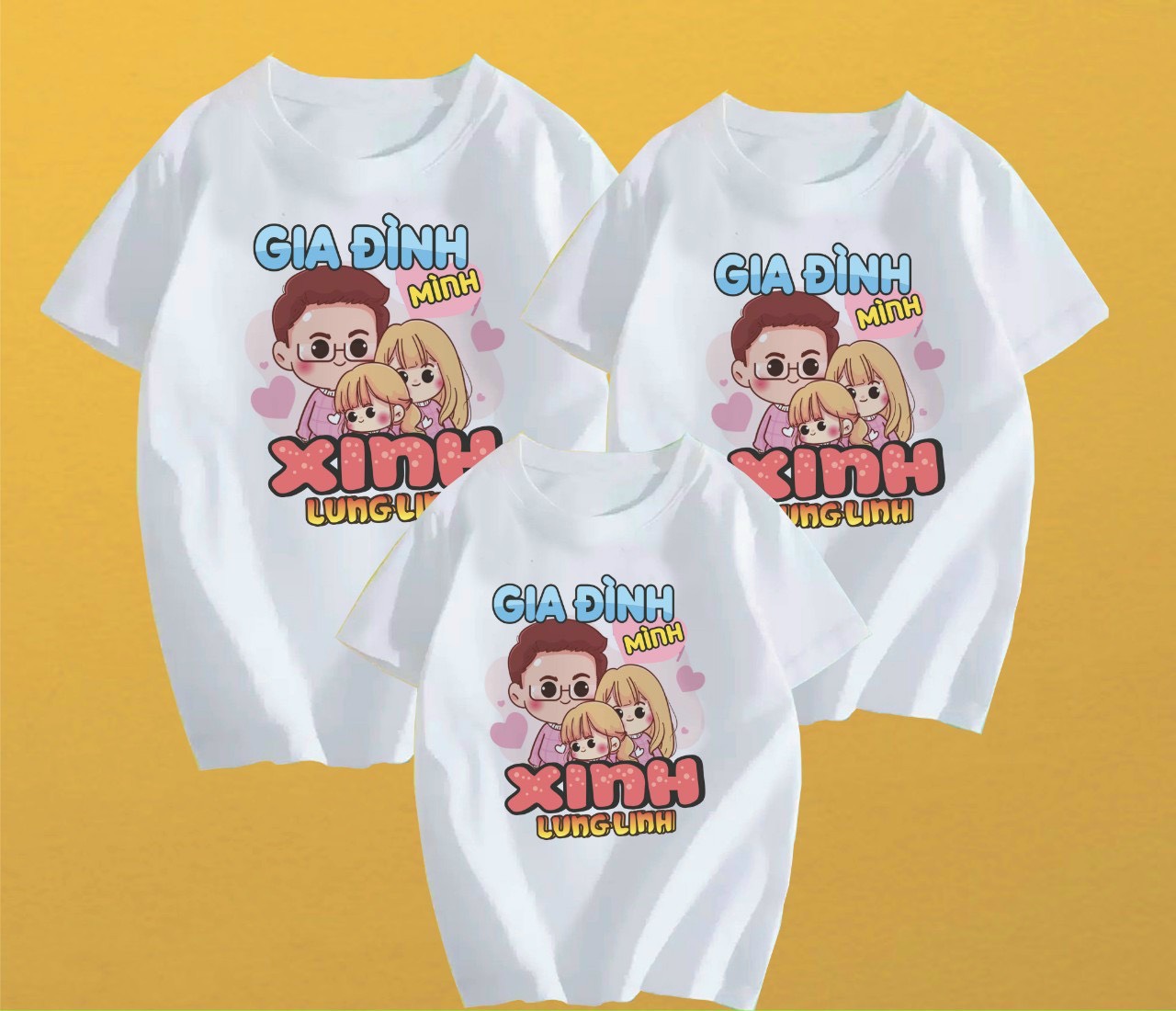 ÁO THUN IN CHỮ GIA ĐÌNH MÌNH XINH LUNG LINH