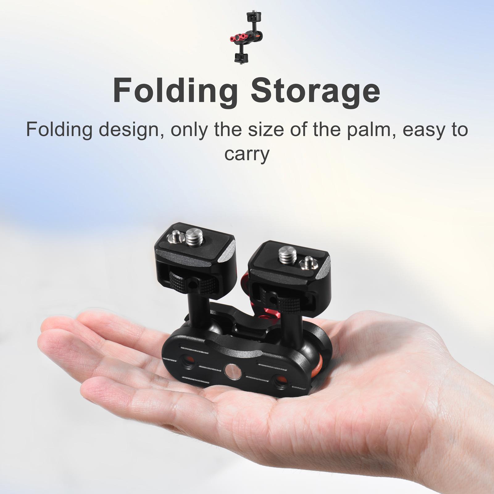 Khớp nối Magic Arm Bộ điều hợp gắn màn hình linh hoạt Hợp kim nhôm với vít kép 1/4 inch Đầu bi đôi xoay 360° cho khung máy ảnh đèn LED giám sát hiện trường