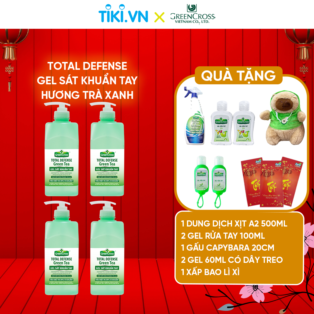 [MUA 4 TẶNG 7] 4 Chai GEL rửa tay sát khuẩn tay bảo vệ toàn diện Green Cross Total Defense 500ml