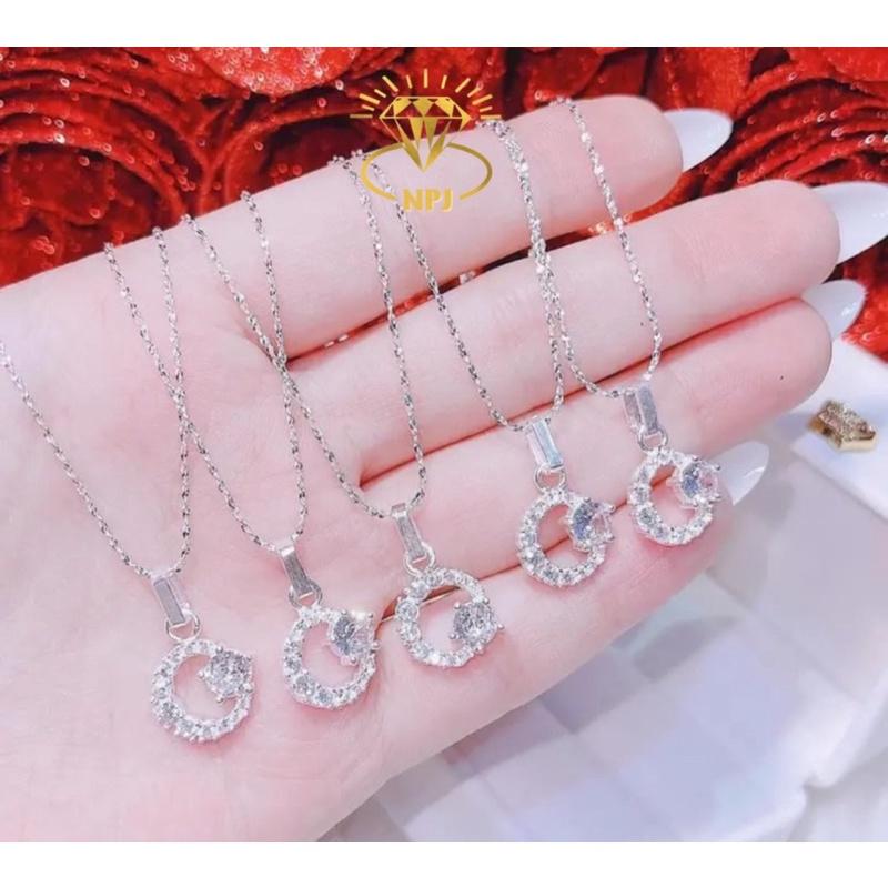 Dây chuyền mặt tròn viền đá lấp lánh , vòng cổ Bạc Ta - bạc Npj
