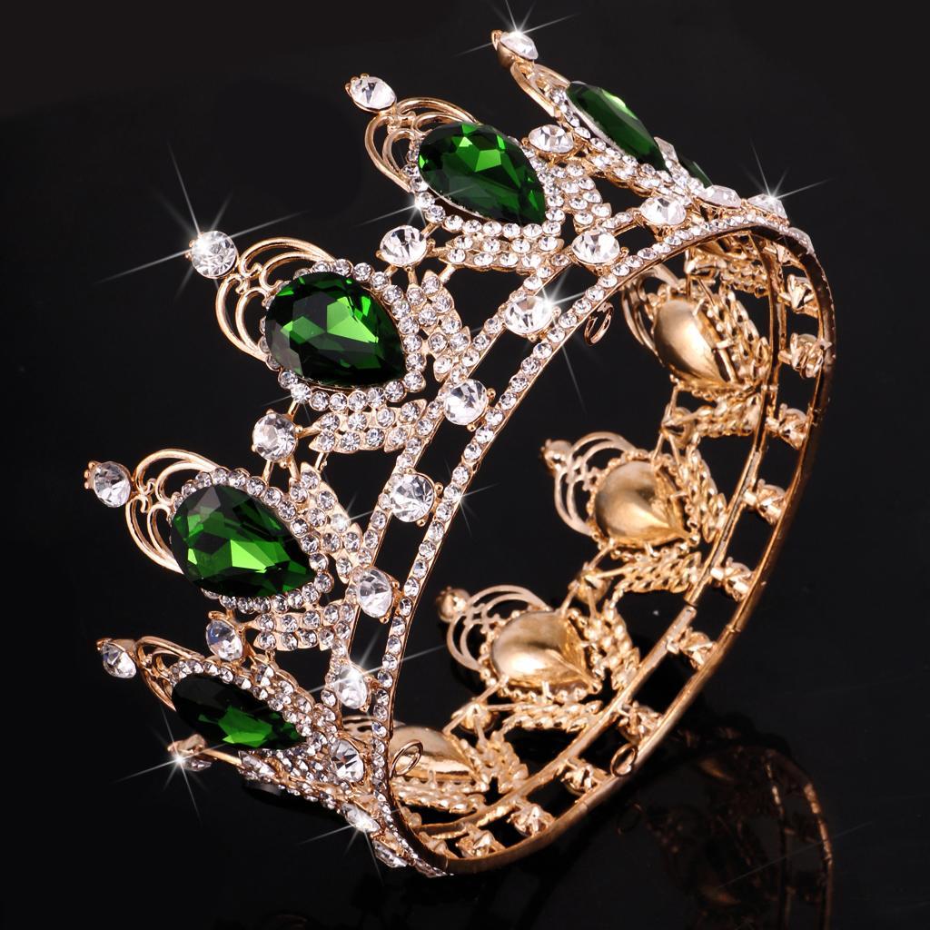 Wedding Party Baroque Majestic Crown Queen Princess Fancy Dress Hat Green