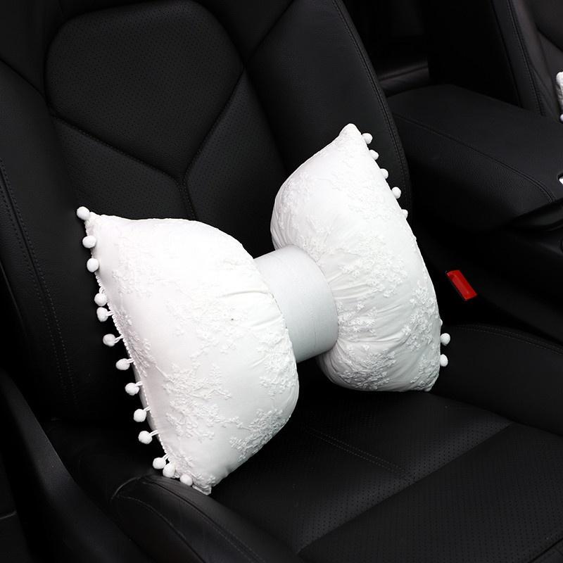 Gối tựa đầu và thắt lưng bằng cotton co giãn hình nơ trang trí nội thất xe hơi