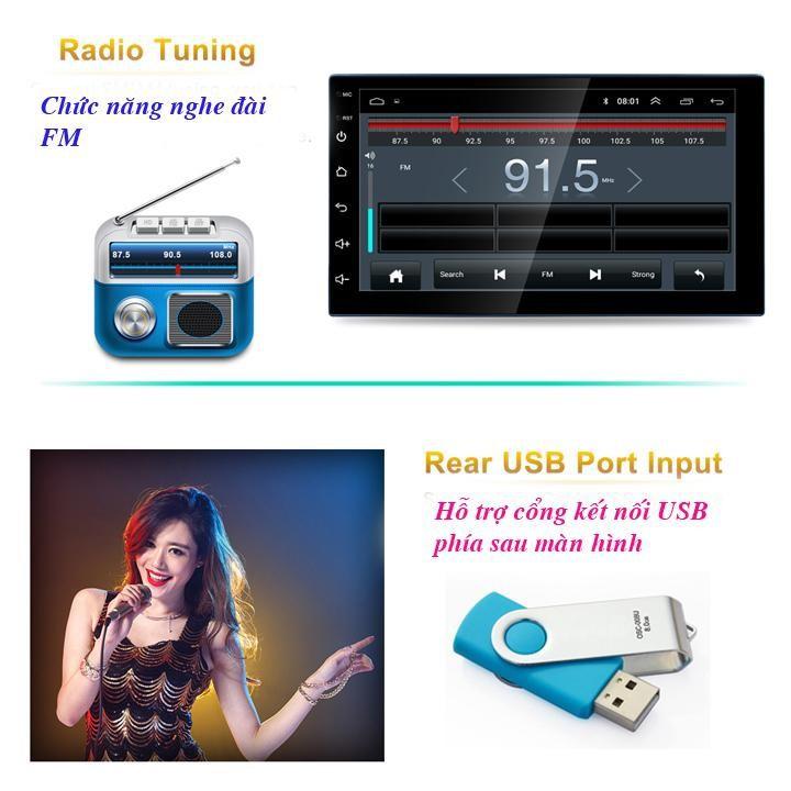 TẶNG MẶT DƯỠNG- Màn Hình 7 inch, Đầu DVD Android Sim 4G Cho Ô Tô, GPS Chỉ Đường, Xem Camera Lùi, Kính Cường Lực IPS 2.5D