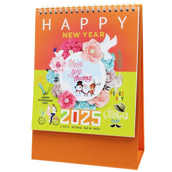 Lịch Bàn Đứng 2025 - Ngày Yêu Thương - Văn Lang VL-LB05 - Đế Màu Cam