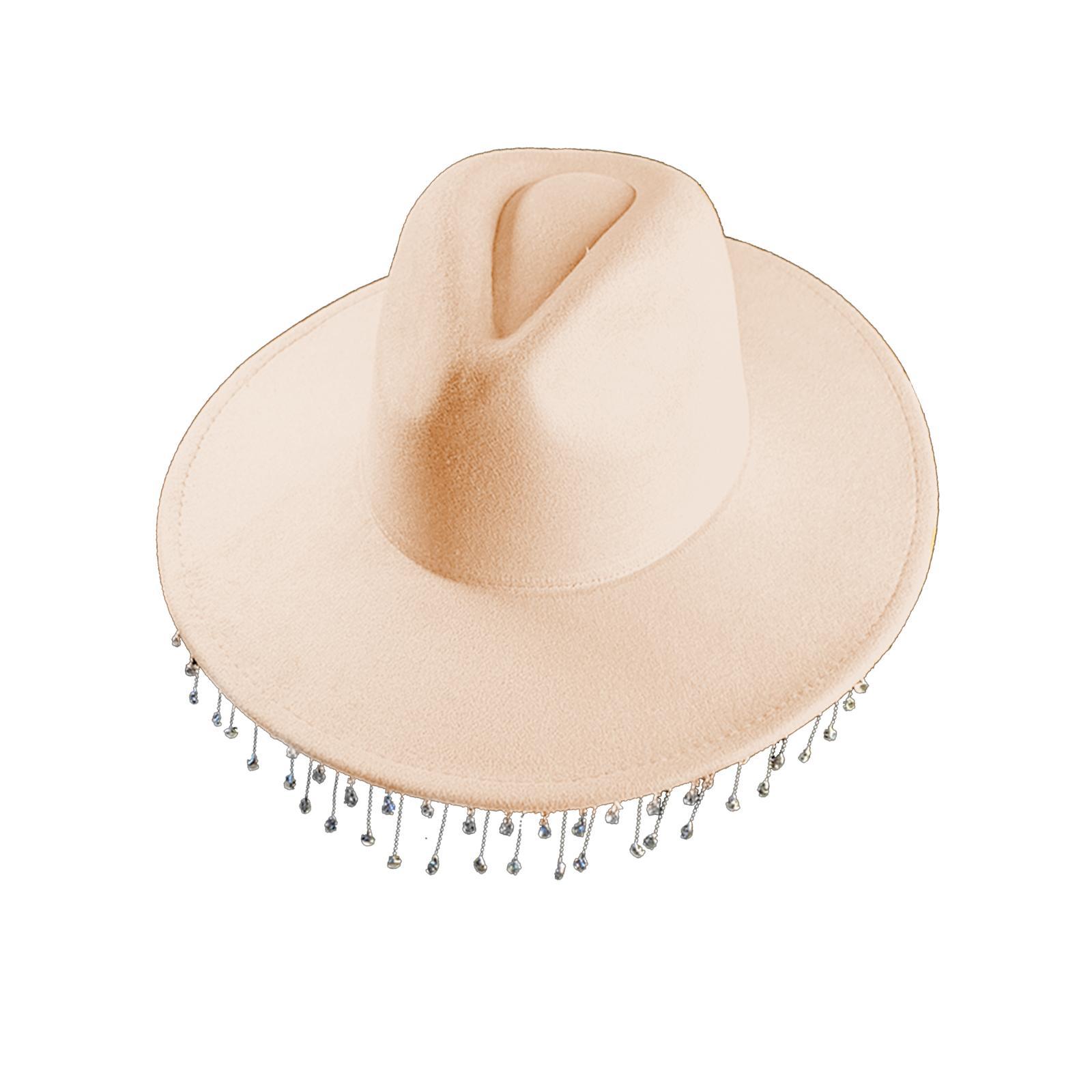 Felt Cowboy Hat Women Men Sun Hat for Holiday Costume Clothes Accessories beige