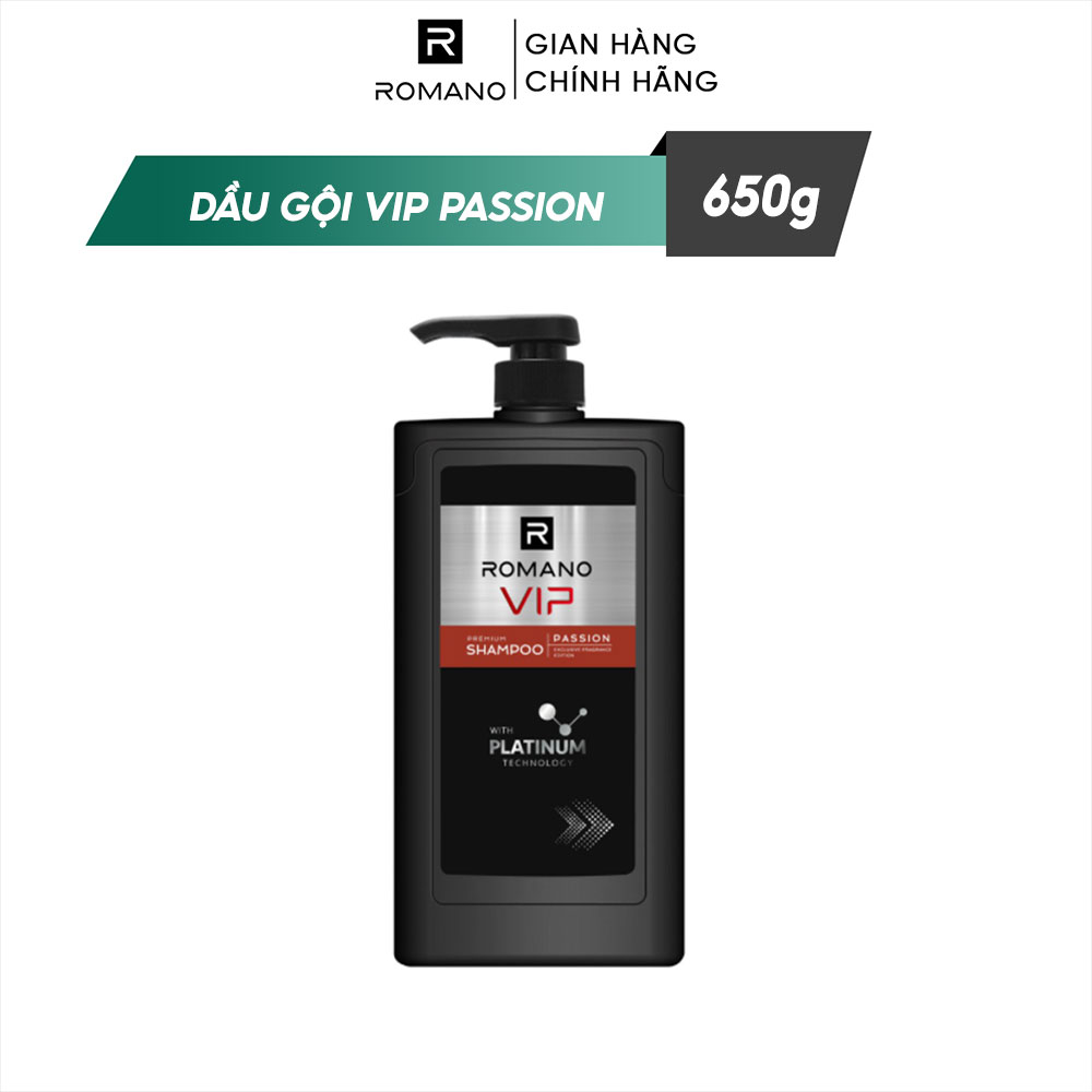 Dầu gội cao cấp Romano Vip Passion mạnh mẽ bí ẩn 650g