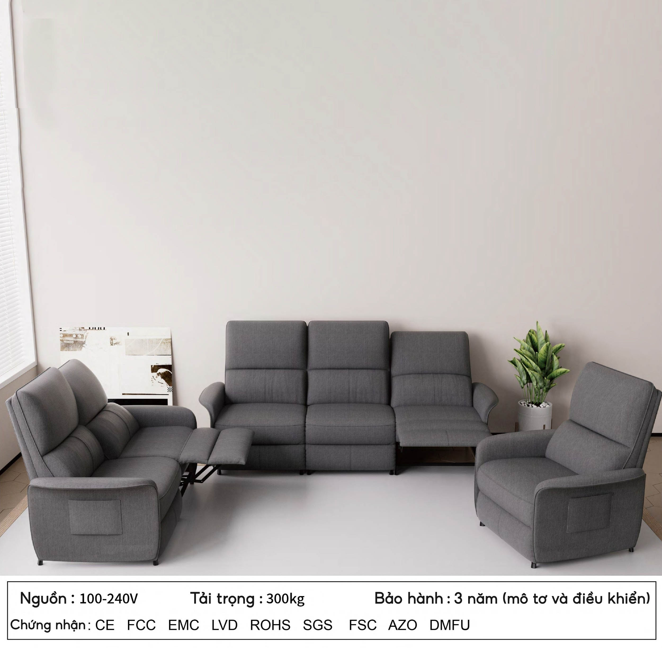 Ghế sofa đơn chỉnh điện iCockpit Zero Gravity, có thể ngả thành giường