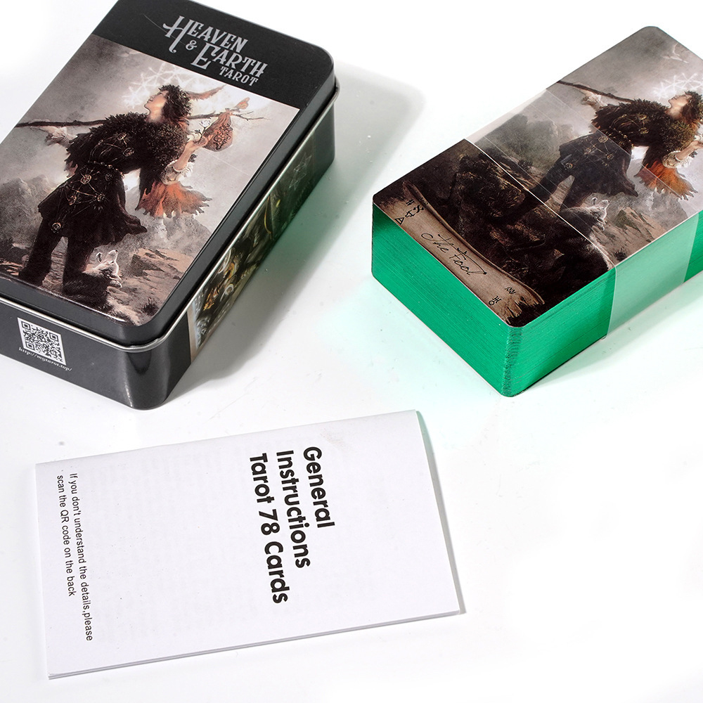 [Mạ Cạnh] Bộ Bài Tarot Heaven &amp; Earth Hộp Thiếc Mạ Cạnh 78 Lá Đá Thanh Tẩy