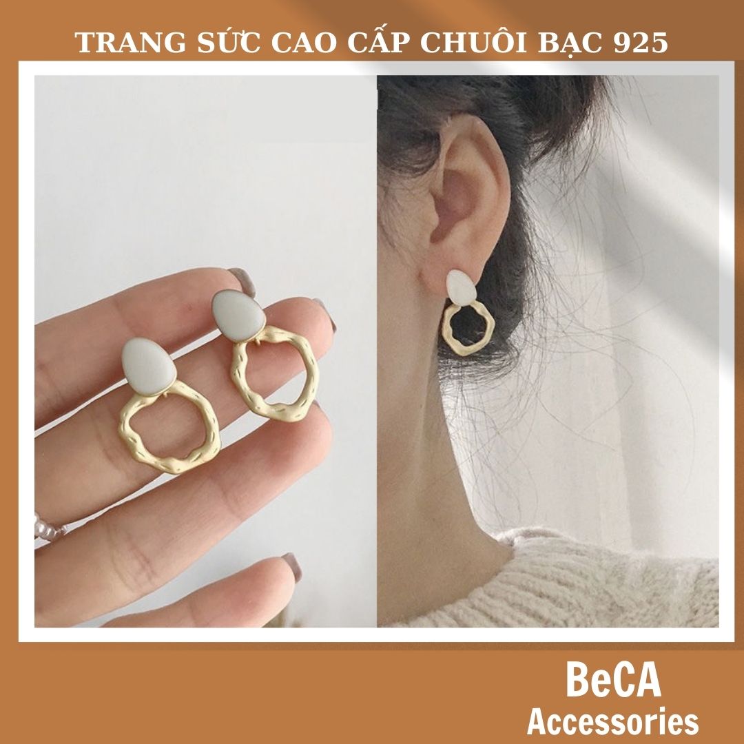 Khuyên Tai Nữ Mạ Vàng Phong Cách ReTro Chuôi Bạc 925