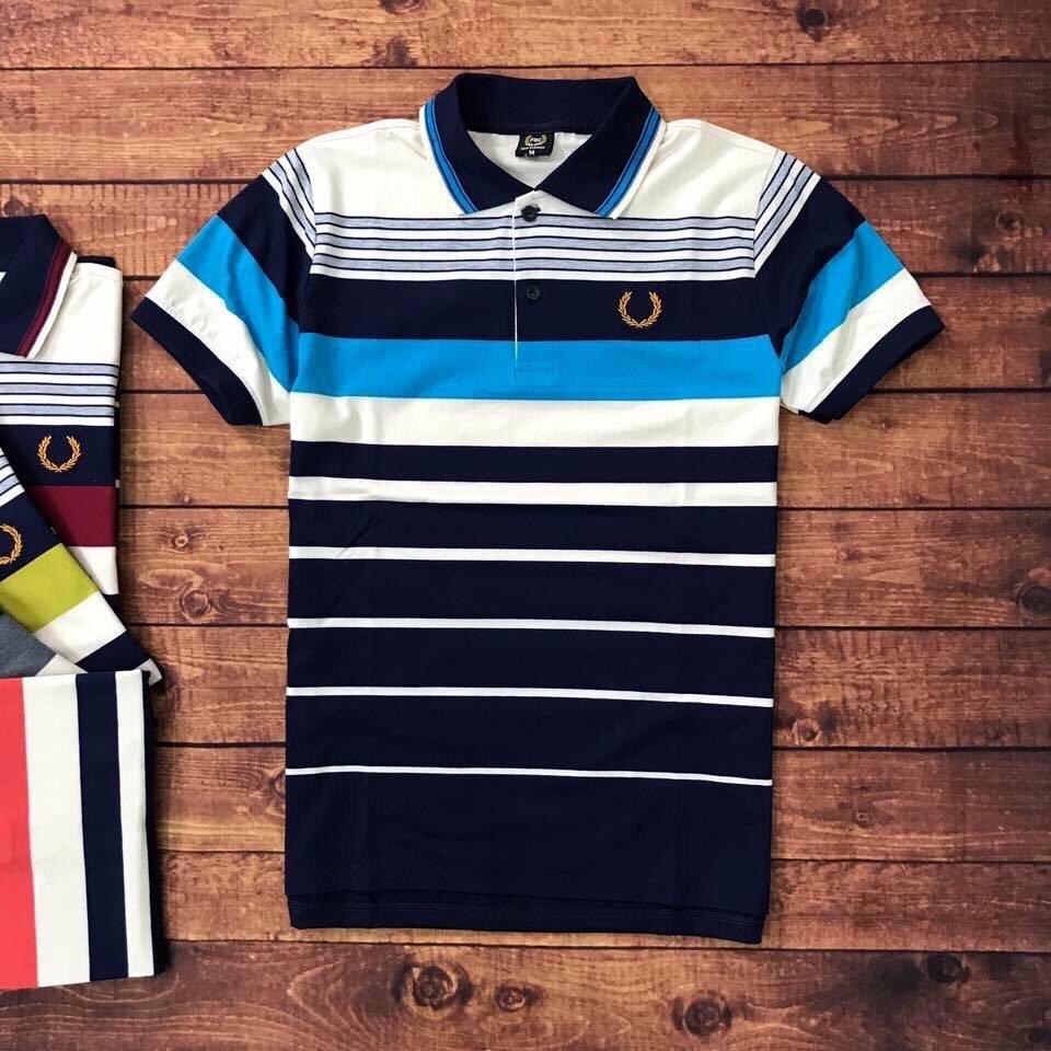Áo thun nam trung niên cotton 100% mẫ sọc cao cấp