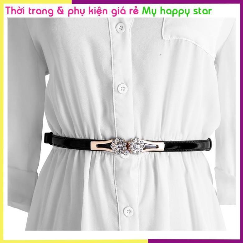 Thắt lưng nữ da mặt hoa đính đá thương TTL07