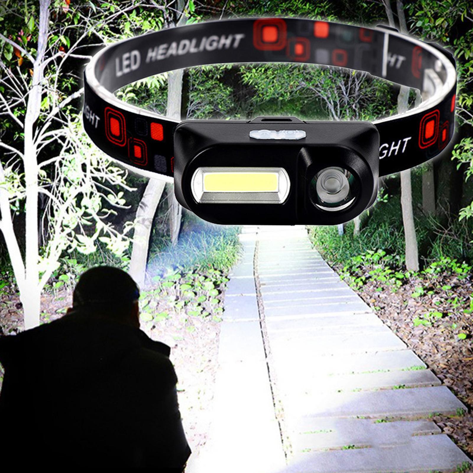 2x LED Outdoor Headlight USB Outage Head Torch Head Light Emergency Headlamp