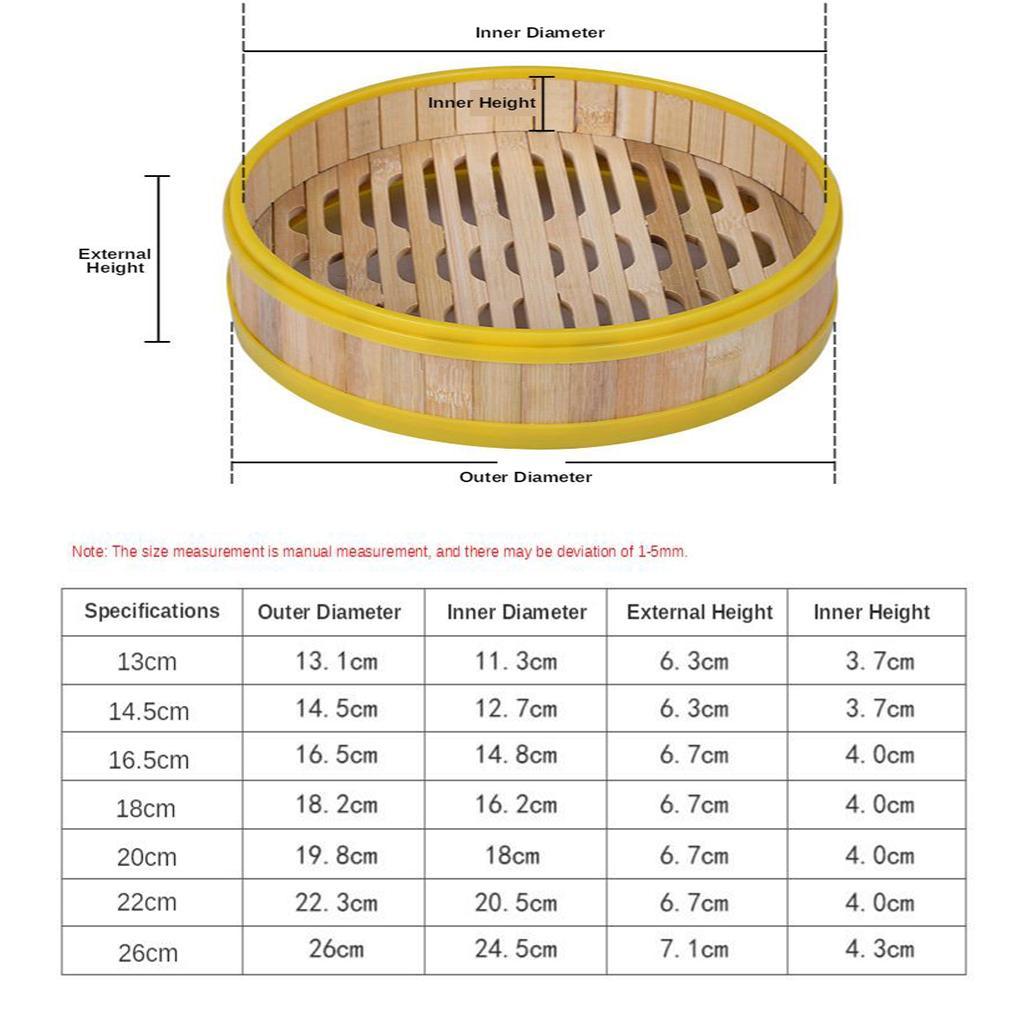 Plastic Edging Bamboo Steamer Basket for Dumpling Weaved with Lid Non-Stick