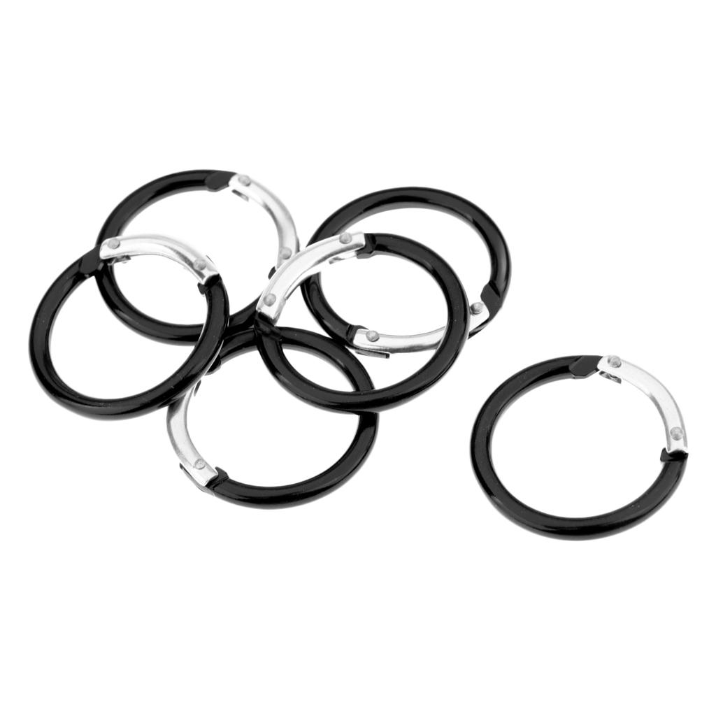 6 Pieces Circle Round Carabiner Hiking Spring Snap Clip Hook Keychain Camping Handbag