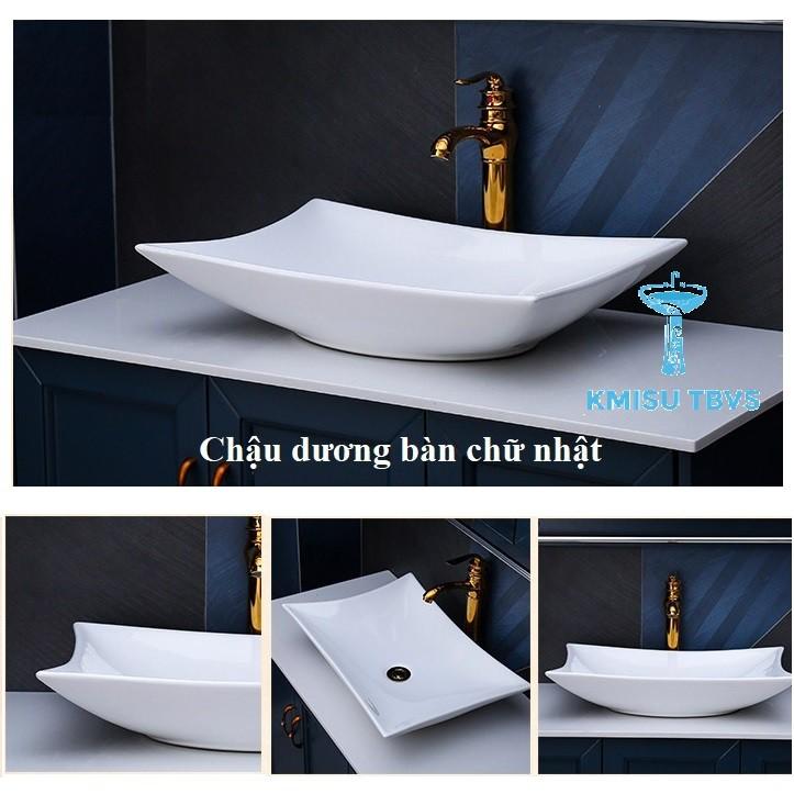 Chậu lavabo, Chậu rửa mặt dương bàn chữ nhật vát. Kmisu thiết bị vệ sinh