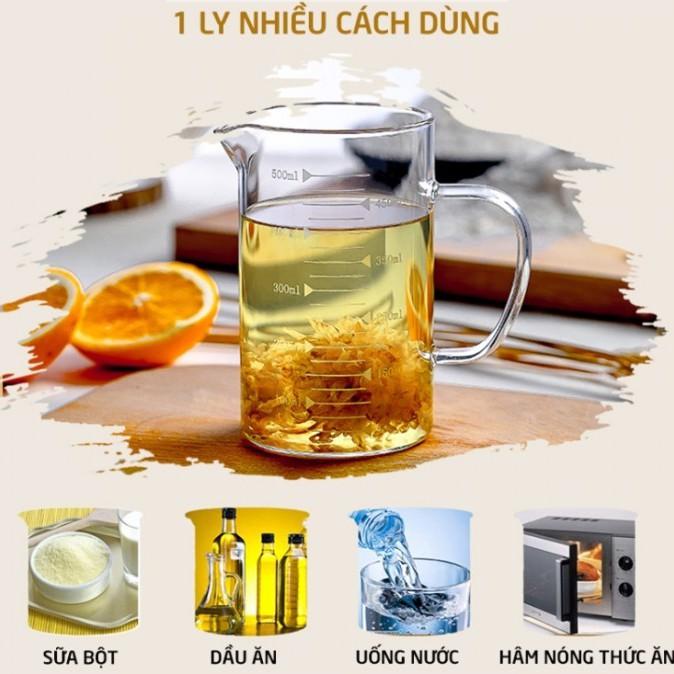 Ca thủy tinh định lượng đo lường - Cốc rót thủy tinh có chia vạch nắp gỗ