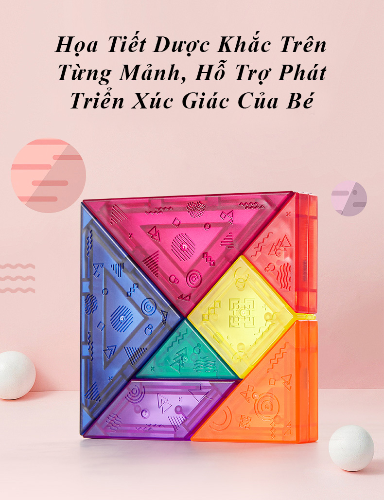 Đồ Chơi Trí Tuệ Xếp Hình Tangram Nam Châm, 7 Miếng Ghép - KUB