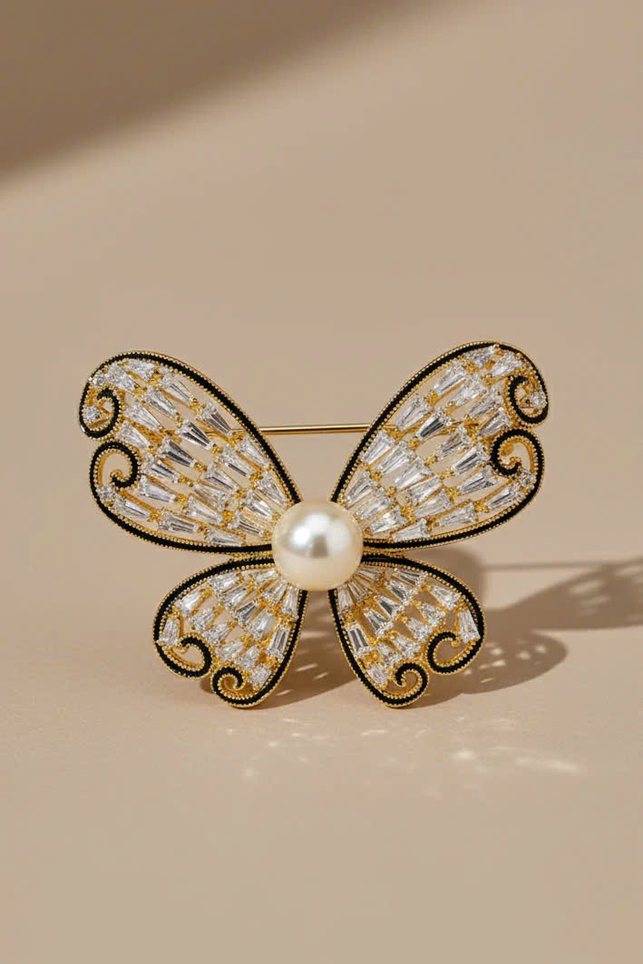 Trâm Cài Áo Vest, Áo Dài Hình Cánh Bướm Đính Ngọc Trai Baroque Điệp thời trang thiết kế Hity ACC416