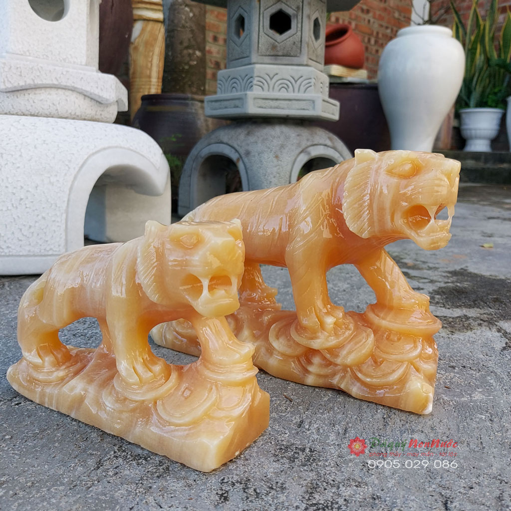 Tượng hổ phong thủy 12 con giáp đá ngọc hoàng long 20cm - đá Non Nước