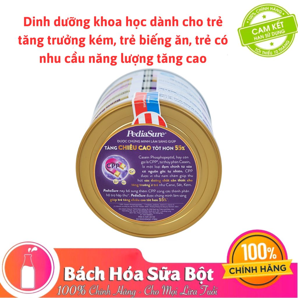 Sữa Bột Abbott Pediasure B/A hương Vani Ít Ngọt Lon 400g