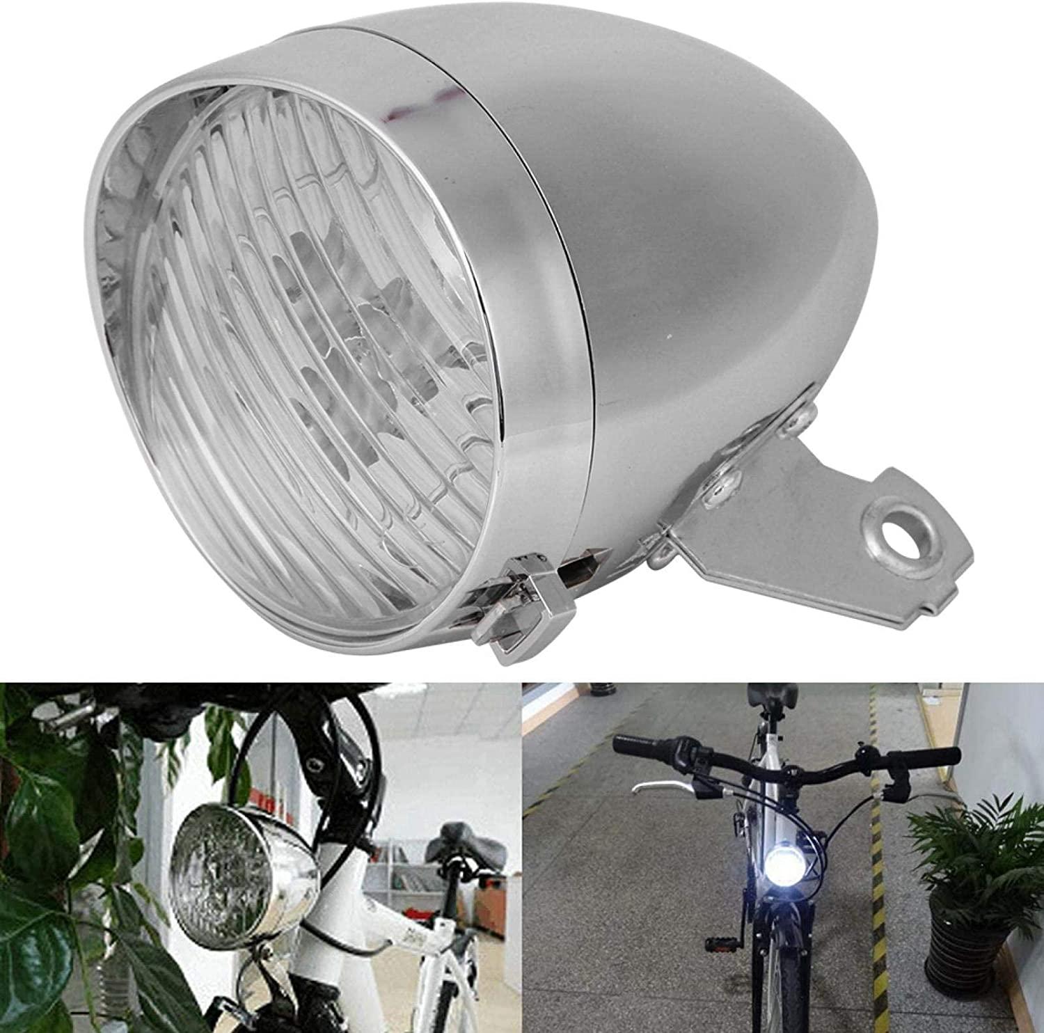 Đèn trước xe đạp cổ điển, 3 đèn LED siêu sáng với giá đỡ chạy bằng pin