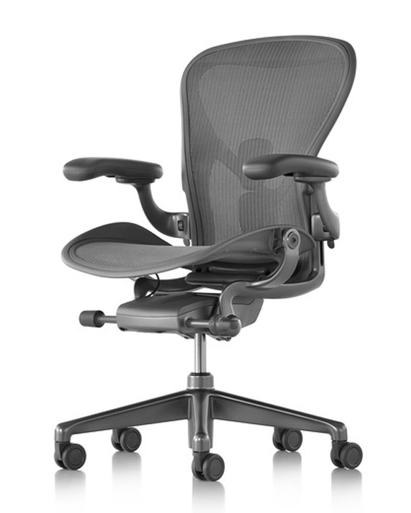 GHẾ AERON HERMAN MILLER,  AERON, GHẾ CÔNG THÁI HỌC, GHẾ LÀM VIỆC, GHẾ VĂN PHÒNG CAO CẤP, MÀU XÁM KHUNG CARBON.