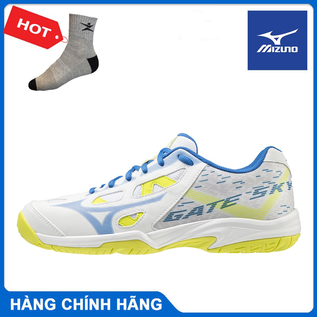 Giày cầu lông Mizuno Gate Sky Plus 71GA204 Full màu chính hãng, êm chân, hỗ trợ vận động tốt - Tặng tất thể thao Bendu