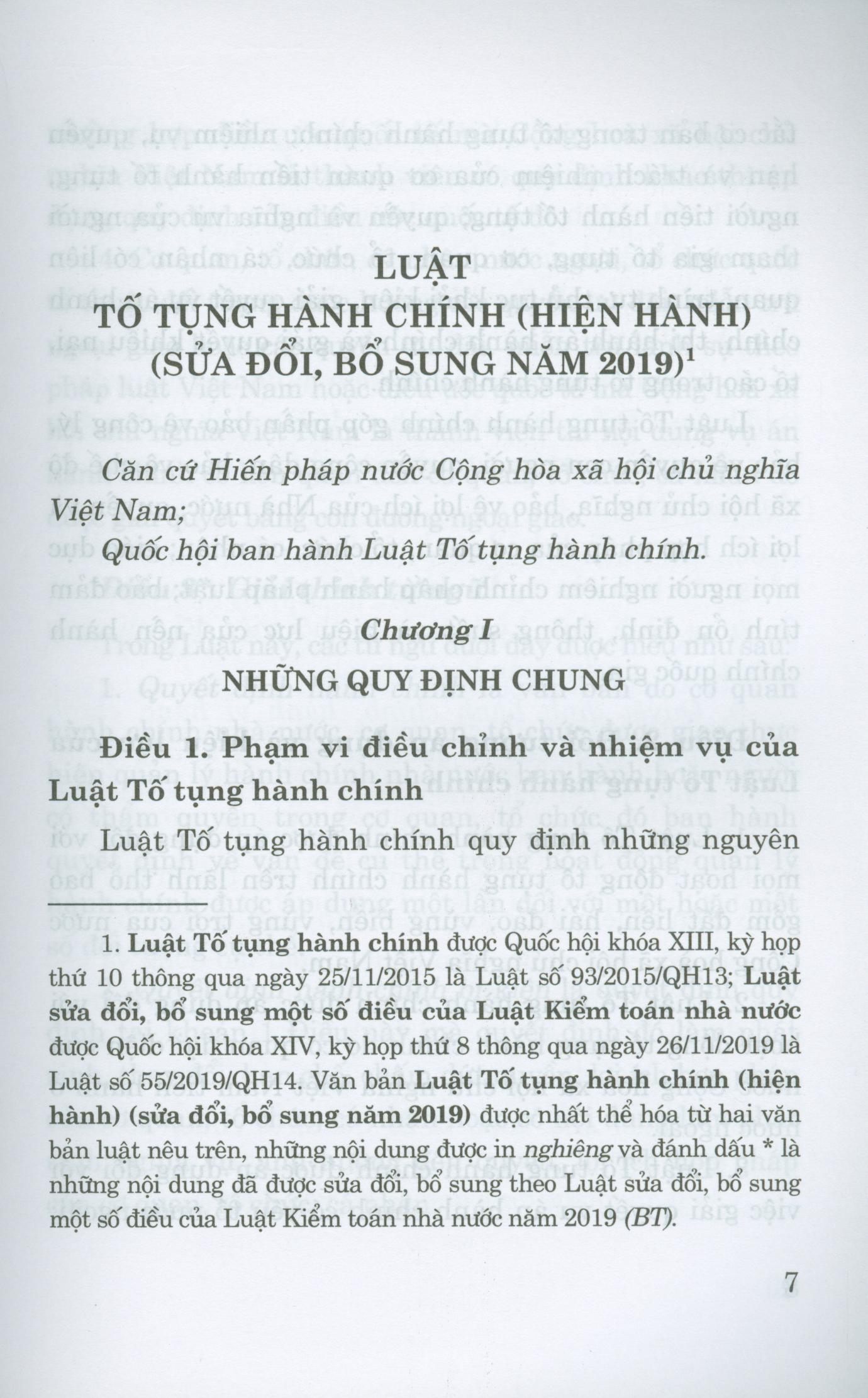 Luật Tố Tụng Hành Chính (Hiện Hành) - (Sửa Đổi, Bổ Sung Năm 2019)