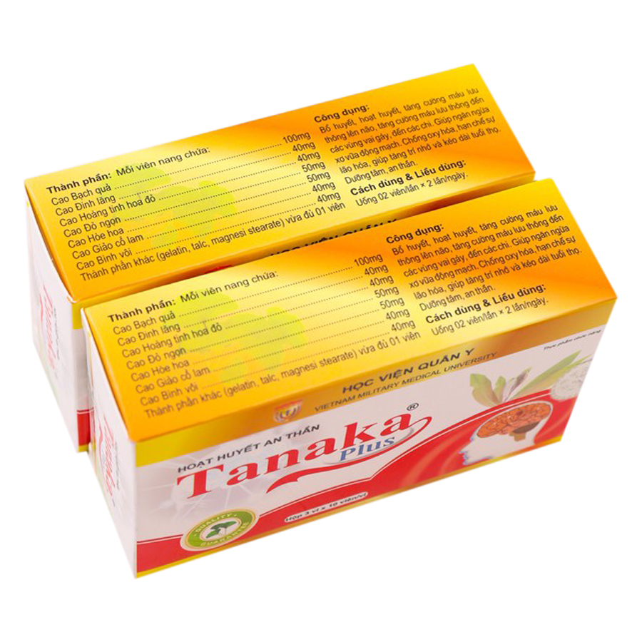 Bộ 2 Hộp Thực Phẩm Chức Năng Hoạt Huyết An Thần Tanaka Plus Học Viện Quân Y