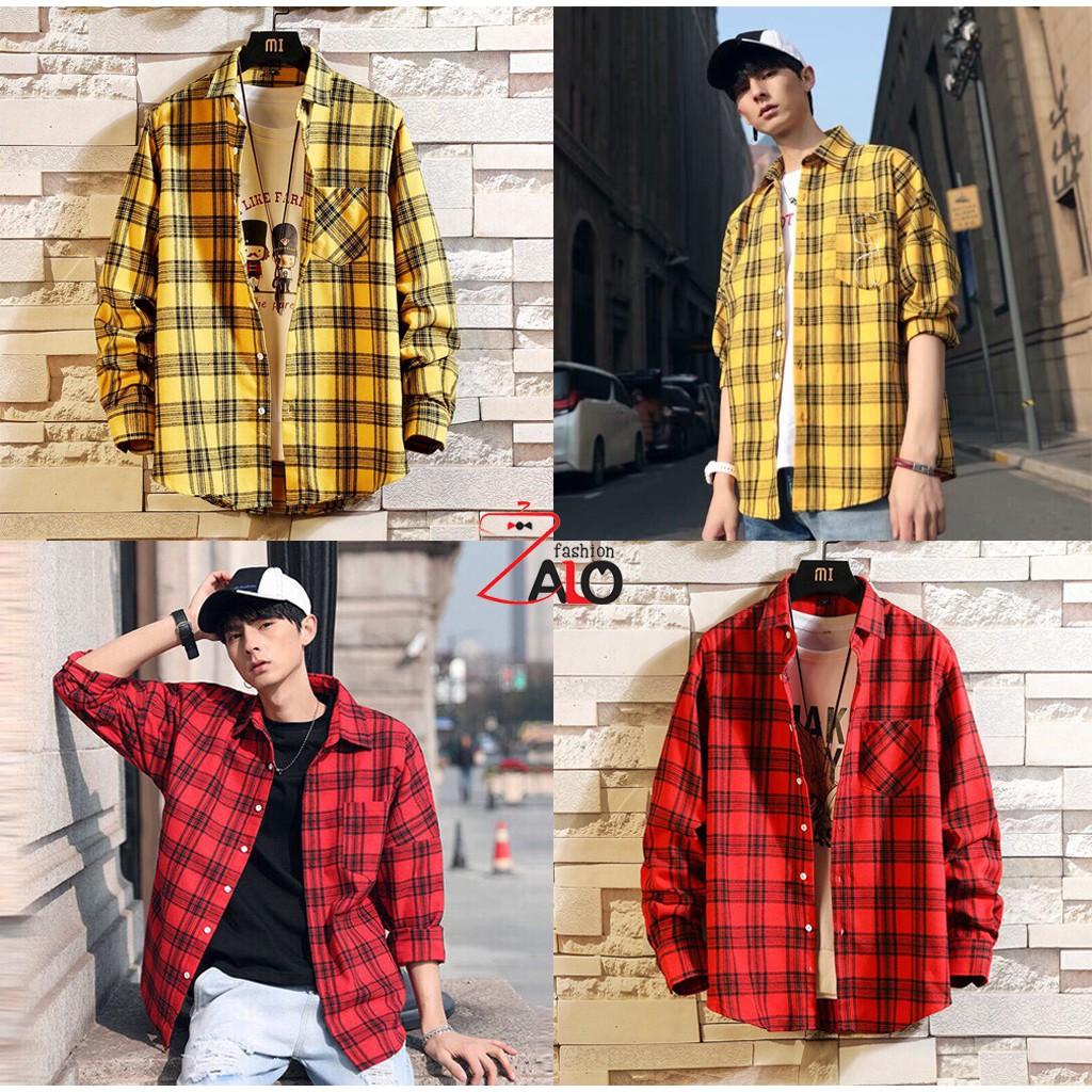 Áo Sơ Mi Flannel Sơ Mi Caro Áo Khoác Nam Nữ Form Rộng Cá Tính Unisex SM11