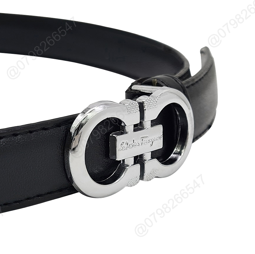 Thắt lưng nữ thời trang DHM-375 | Đầu khoá cài chữ A đôi màu trắng bản nhỏ 2cm | Bảo hành 12 tháng