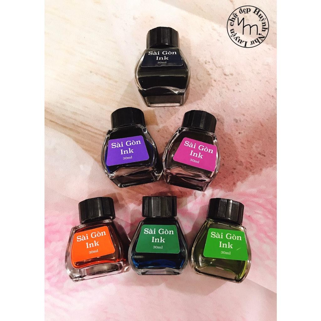 Mực bút máy Sài Gòn Ink lọ 30ml màu sắc tươi sáng